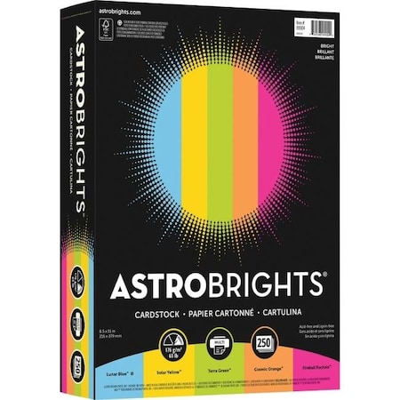 Astrobrights Astrobrights NEE99904 8.5 x 11 in. 250 Sheets Colored Cardstock - Assorted Color; 65 lbs NEE99904